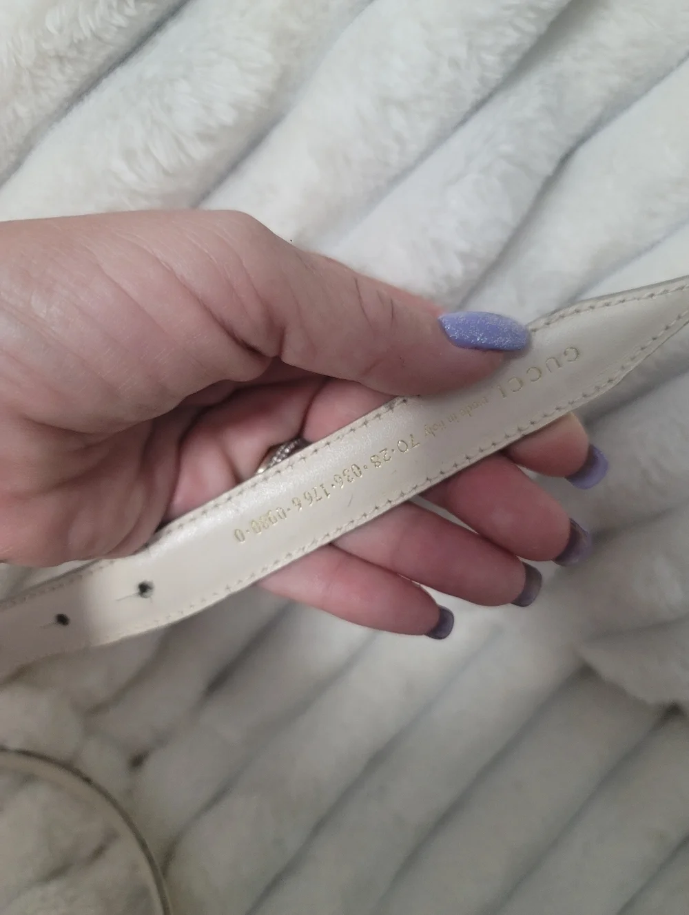 Gucci White/Black Leather Vintage Interlocking G Buckle Belt Size 70 - Picture 6 of 8